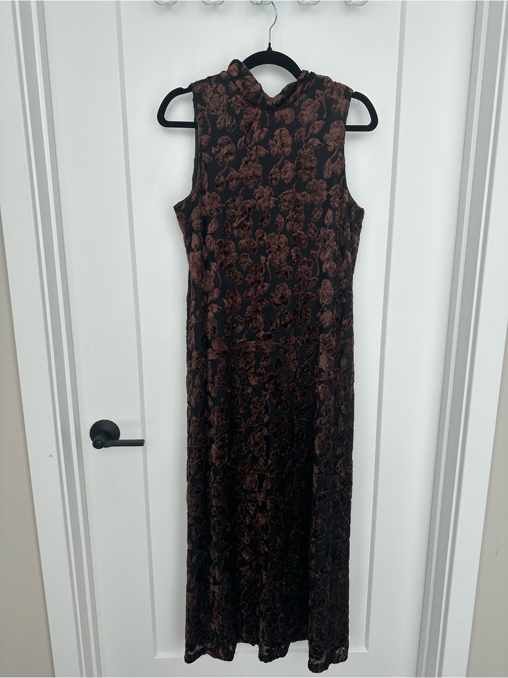 Carole Little Dresses Burnout Velvet Floral Maxi Dress Size 12 Vintage Mock Neck